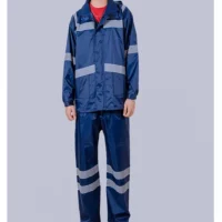 Bộ quần áo đi mưa 2 lớp phản quang kép tím than AM678-06